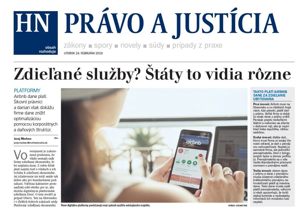 Platenie daní, daňové optimalizácie a iné osobitosti okolo platforiem tzv. zdieľanej ekonomiky